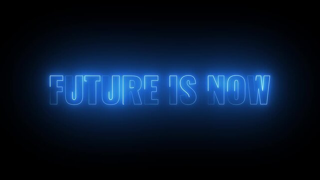 Neon future is now signage with glowing digital typography for tech marketing campaigns