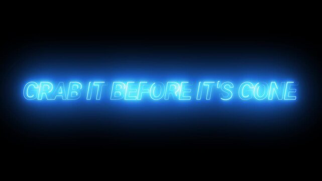 Neon sign displaying motivational slogan grab it before it's gone in dark studio setting
