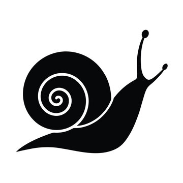 Snail icon, simple flat design of a garden snail with a spiral shell, vector illustration