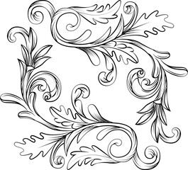 Fototapeta premium Vintage Circular Floral Frame with Flowing Vine and Scroll Details