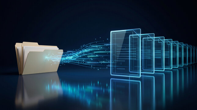 Batch processing of physical files transforming into structured digital document formats for efficient office archiving