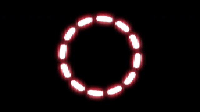 Pulsing red edge dashed glowing CRT screen style circle perfect loop for use with logos, etc. with black background