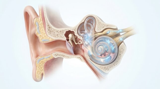 Human Ear Anatomy Cross Section Showing Outer Middle and Inner Ear outer ear middle ear