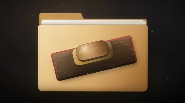 Top secret rubber stamp marking red ink text on a manila file folder