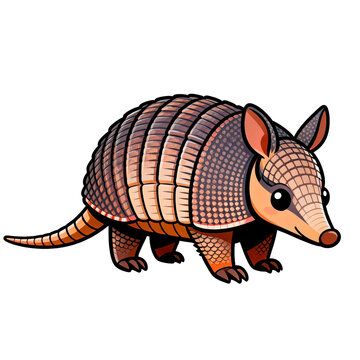 [Transparent Background PNG]Cute Cartoon Armadillo Illustration On White Background