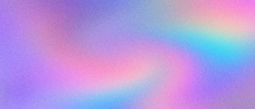 Abstract pastel holographic blurred grainy gradient banner background texture. Colorful digital grain soft noise effect pattern. Lo-fi multicolor vintage retro design.