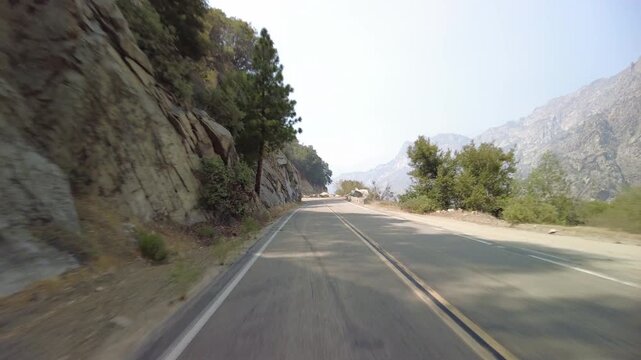 Kings Canyon Scenic Byway East Section 39 Eastbound MultiCam Rear View Driving Plate California USA