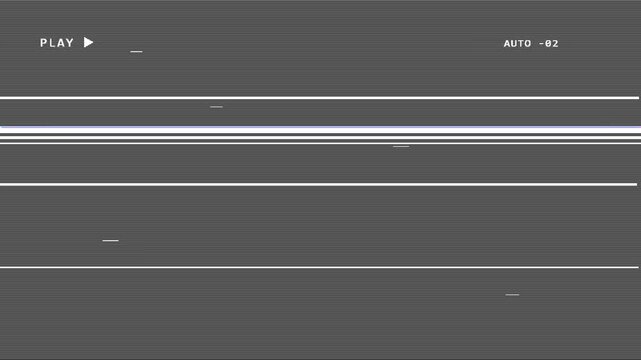Retro VCR play HUD and VHS defects artifacts and noise for video overlay, vintage camcorder on-screen display static