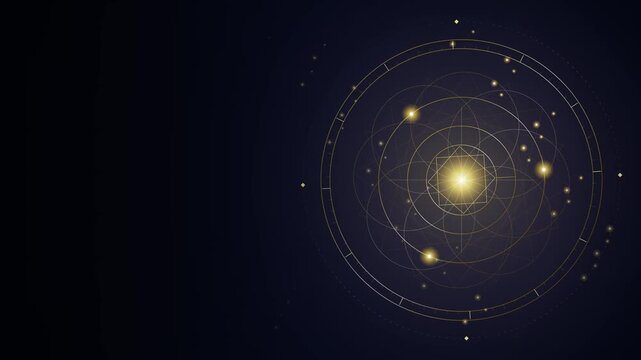 Futuristic golden hud interface rotating on dark background