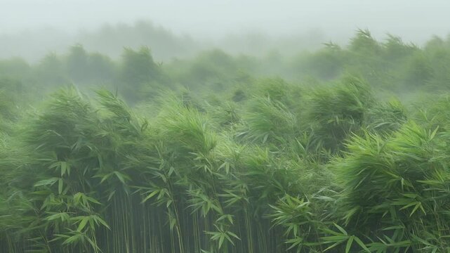 霧の中の笹むら シームレスループ動画背景 16:9 4K