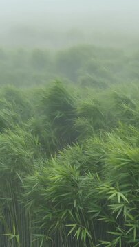 霧の中の笹むら シームレスループ動画背景 9:16 4K