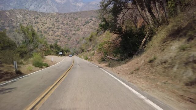 Kings Canyon Scenic Byway East Section 40 Eastbound MultiCam Front View Convict Flat Camp Driving Plate California USA