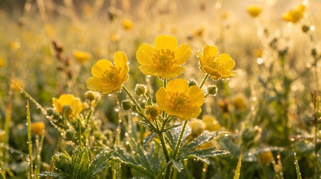 Yellow buttercup flowers