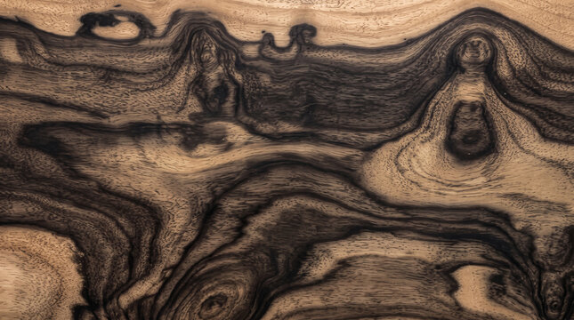 Polished Pale Moon ebony wood texture with dramatic charcoal black ink swirls and pale golden ivory base, ideal for luxury 3D luthier instrument mapping, bespoke cabinetry mockups, and exotic 