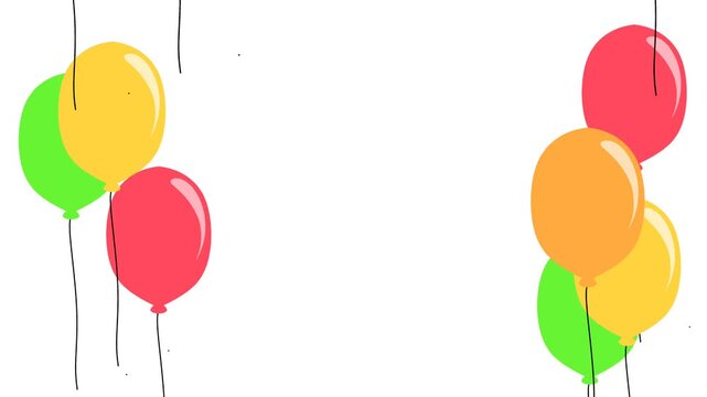 Colorful Balloons Rising Up on White Background