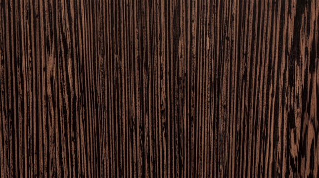 Polished Macassar ebony wood texture with dramatic vertical black streaks and rich chocolate espresso tones, ideal for luxury executive 3D interior material mapping, men's product stage mockups