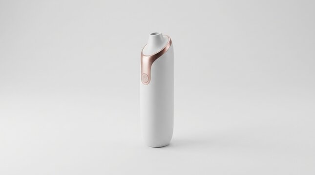 A modern white facial steamer with rose gold accents stands against a clean white studio backdrop.