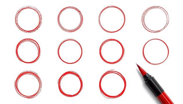 Hand-drawn red circle highlights created with marker-style strokes, featuring a collection of oval scribbles and sketchy emphasis rings.