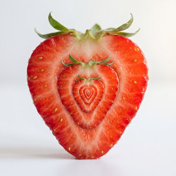 Cross-Section of Strawberry with Recursive Nested Strawberry Fractal Illusion