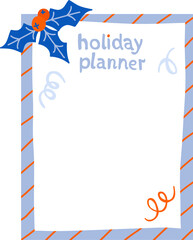 Obraz premium Winter Holiday Planner Notes Template Doodle