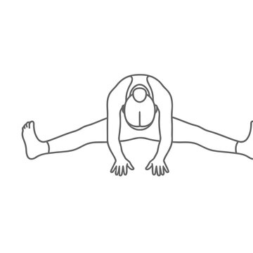 Person in seated straddle forward bend yoga pose