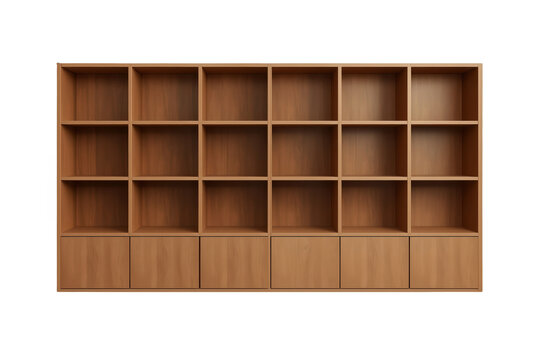 Large wooden cubby shelf with square compartments