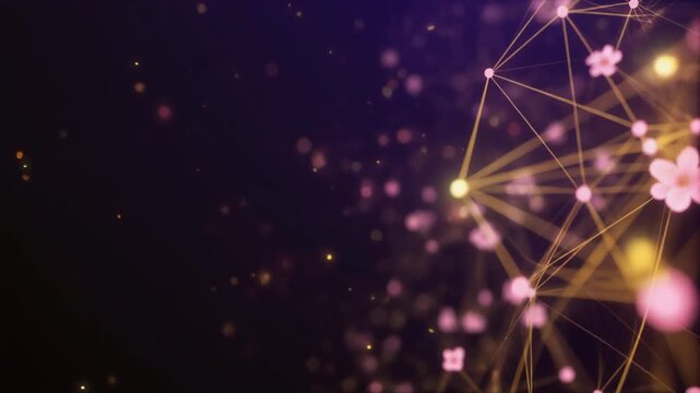輝く細かい金の糸のクローズアップが美しい複雑な和風デジタルネットワーク