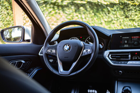 BMW 320i Sedan Interior Steering Wheel Dashboard View
