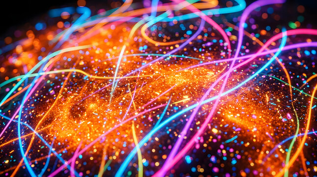Vibrant abstract light streaks creating a captivating digital background, ideal for modern marketing visuals, innovative logo concepts, and cutting-edge graphic design elements