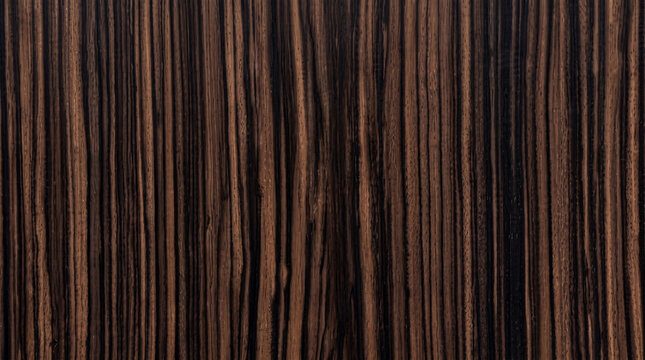 Dark Macassar ebony wood texture with exotic linear vertical grain and rich espresso brown stripes, ideal for luxury 3D interior cabinetry material mapping, executive product stage mockups, and Art
