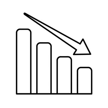 Bar chart with downward trending arrow