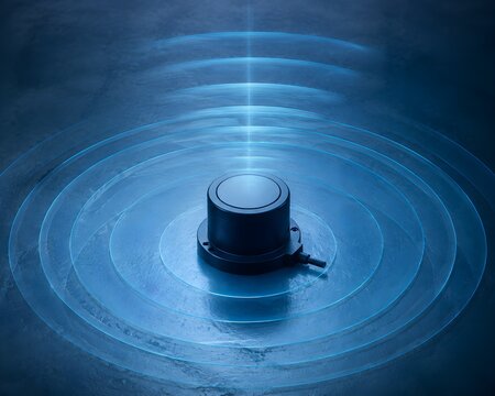 Sonar Detection Field with Transparent Circular Layers Surrounding Compact Sensor Device in Dark Underwater Space