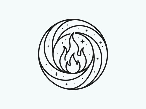 Spiral mobile phone with Fire Flame Illustration