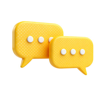 [Transparent Background PNG]Two 3D yellow speech bubbles for online chat and messaging