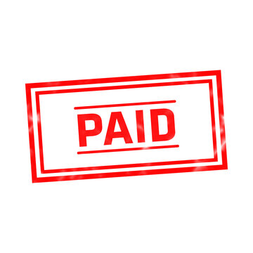 Red rubber stamp impression with the text paid on a plain black background isolated on a transparent background