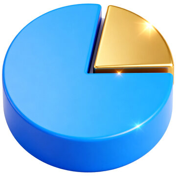 [Transparent Background PNG]3D Pie Chart Showing Two Segments For Data Visualization