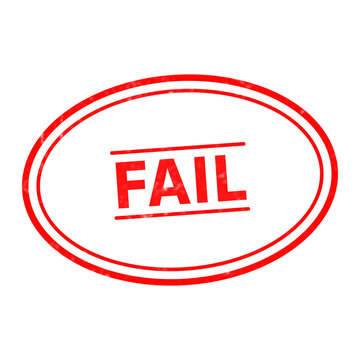 Red rubber stamp impression with the word fail inside an oval border isolated on a transparent background