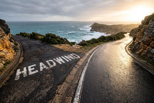 Seaside Road with Headwinds Overlooking Dramatic Coast