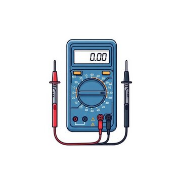 Isolated Blue Digital Multimeter Vector Icon with Probes