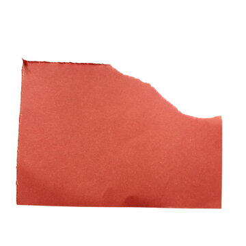 Torn red paper scrap with ragged edges, textured crimson paper fragment, ripped construction paper piece for collage and scrapbooking isolated on Transparent Background