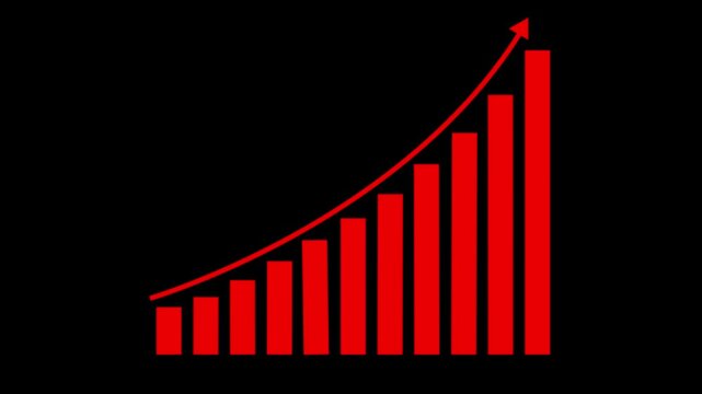 rad bar chart graph rising up animation for video overlay, financial success and statistics motion graphic