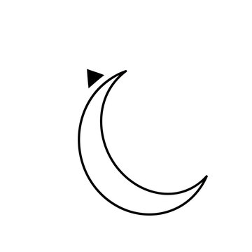 Crescent moon with triangle icon