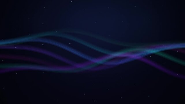 Abstract wavy lines flow across a dark blue background in a looping animation