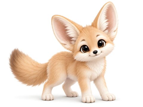 Adorable Baby Fennec Fox in Cute 3D Cartoon Style