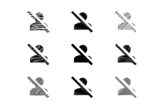 Person Off Blocked User Profile Scribble Icon Set Collection Vector Illustration
