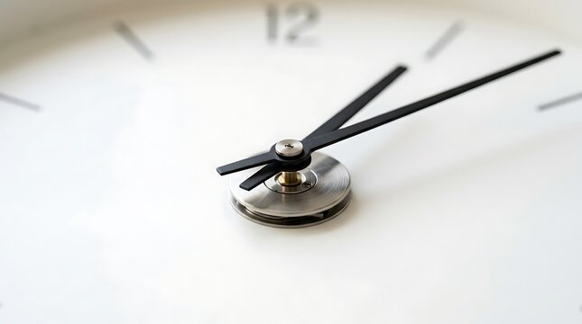White analog clock face with black hands