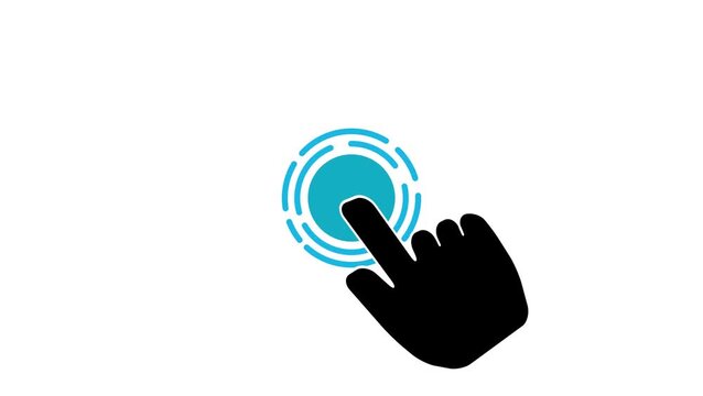 New ideas metaphor black glyph icon. Clicking fingers.Cursor icon illustration vector design template.