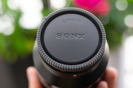 ZAPOPAN, MEXICO - SEPTEMBER 10, 2026: Macro detail of rear cap on Sony E-mount camera lens.