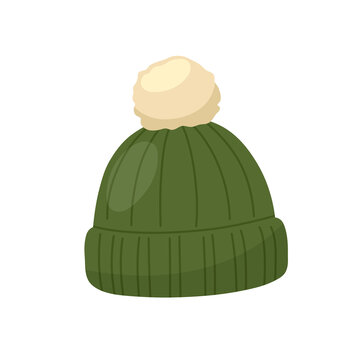 green winter beanie hat clipart illustration