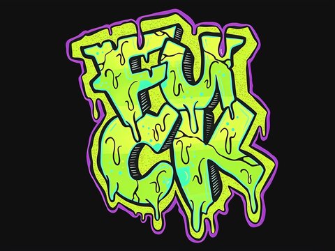 Illustrate text green monster